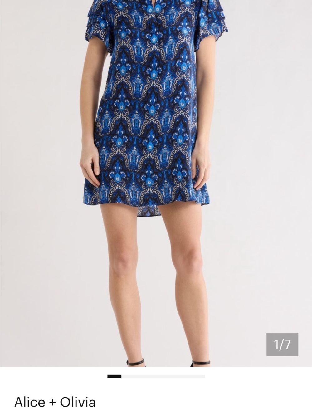 Alice + Olivia Blue Paisley Short Sleeve Dress